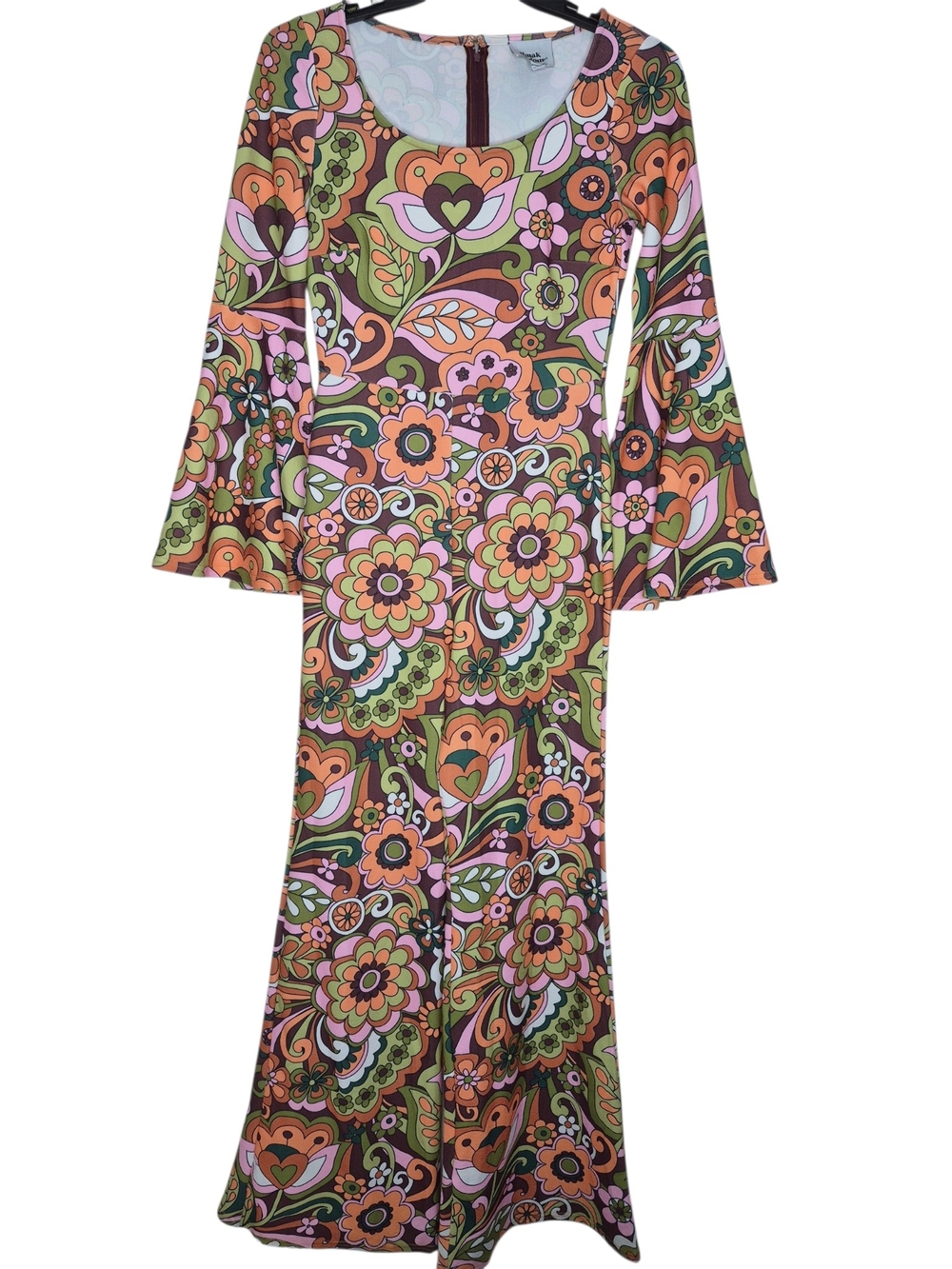 Smak Parlour 70s Retro Psychedelic Floral Bell Sleeve Jumpsuit Womens Small